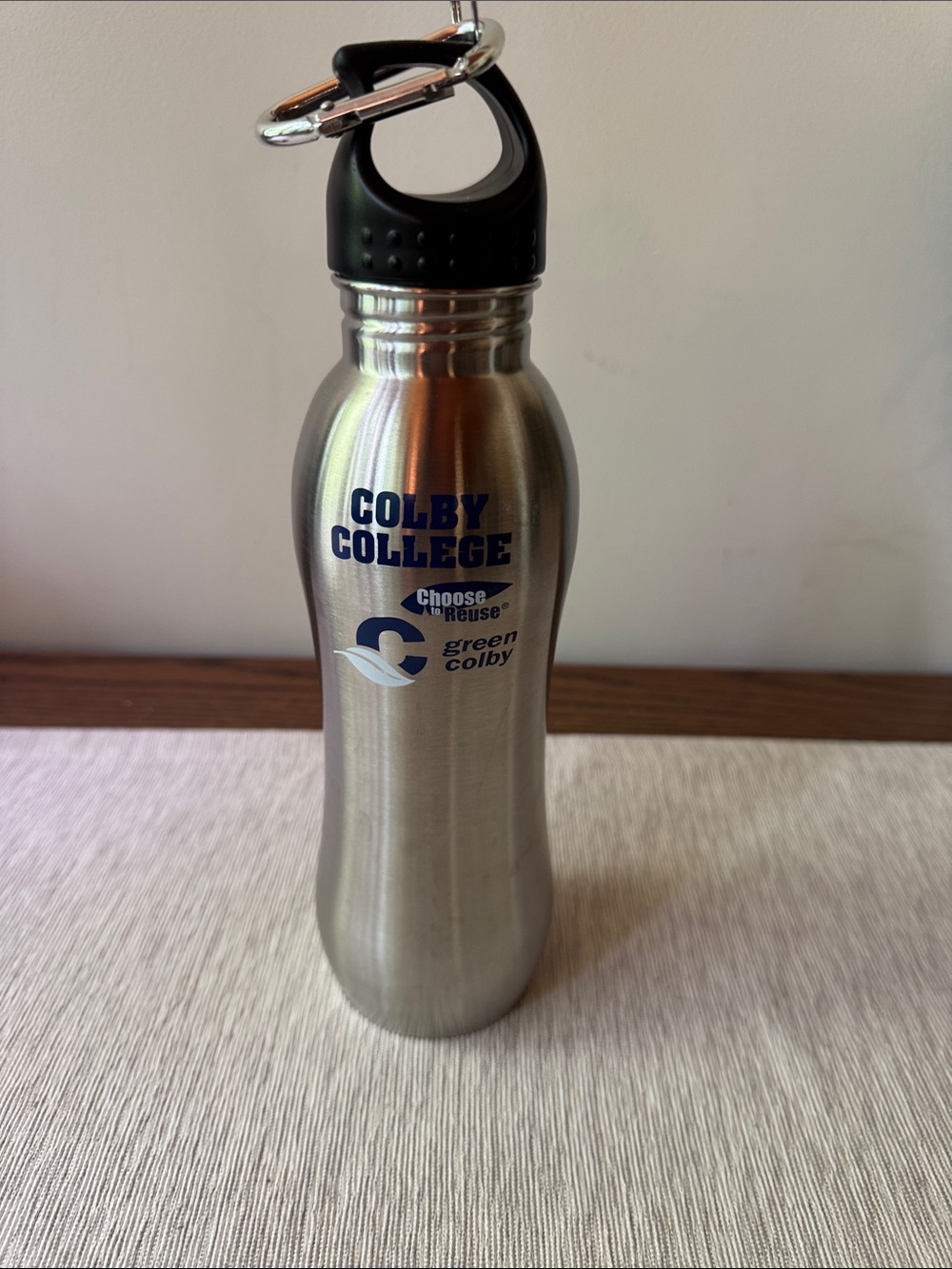 Colby Athletics Stainless Steel Water Bottle - Silver with Black Lid